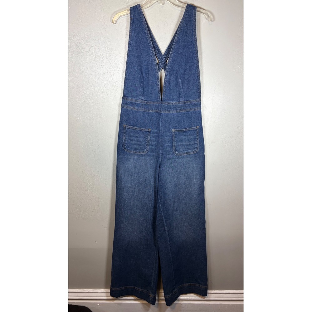 Dollhouse Denim Wide Leg Jumpsuit Blue Medium Wash Flare Romper Y2K Aesthetic 11
